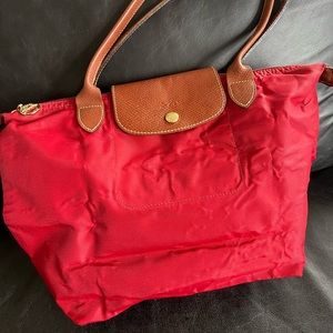 LONGCHAMP Red Small LEATHER LE PLIAGE SATCHEL BAG